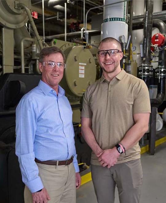 Biogen employees in chiller room